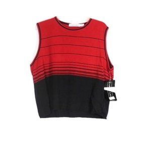 Karen Lessley Red Black Striped Women's Tank Top Sleeveless 2X 032